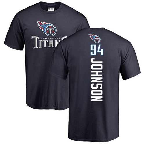 Tennessee Titans Men Navy Blue Austin Johnson Backer NFL Football #94 T Shirt
